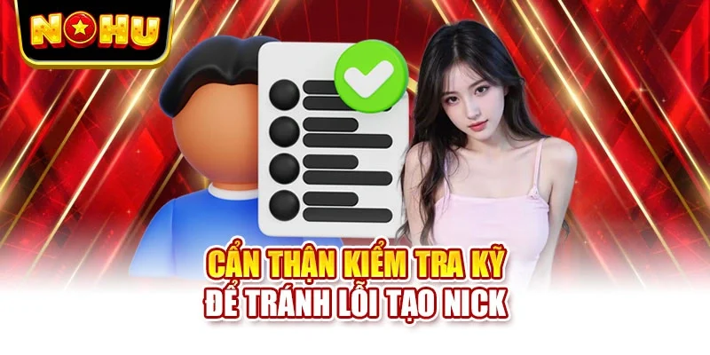Cẩn thận kiểm tra kỹ để tránh lỗi tạo nick